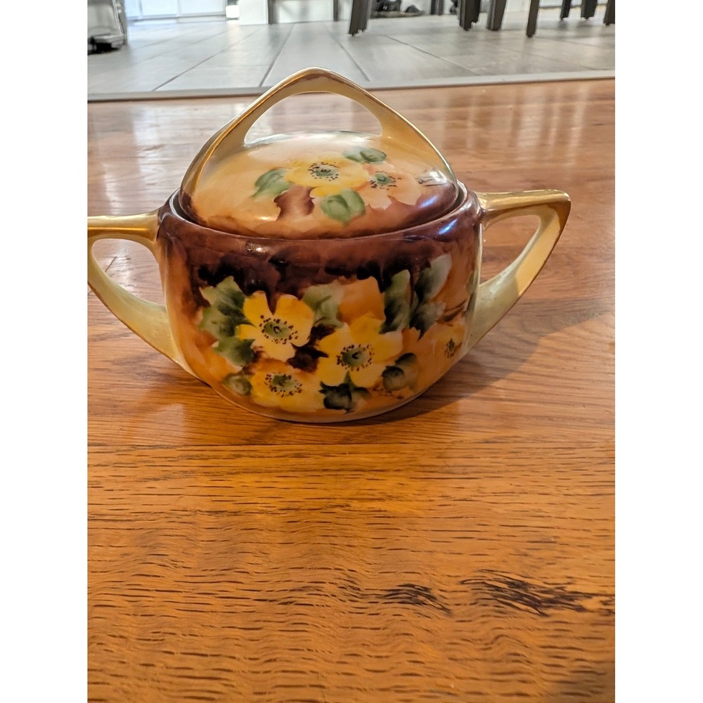 Vintage Rosenthal Donatello Hand Painted Floral Porcelain Sugar Bowl with Lid